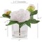 White &#x26; Pink Peony Arrangement in Glass Square Vase by Floral Home&#xAE;